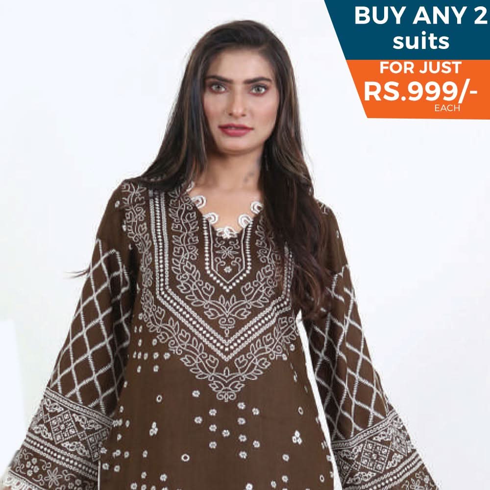 Three Star Printed Lawn 3 Pcs Un-Stitched Suit Vol 4 - 4-B, Women, 3Pcs Shalwar Suit, Al-Dawood Textiles, Chase Value