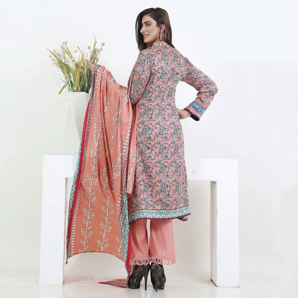 Three Star Printed Lawn 3 Pcs Un-Stitched Suit Vol 4 - 2-B, Women, 3Pcs Shalwar Suit, Al-Dawood Textiles, Chase Value