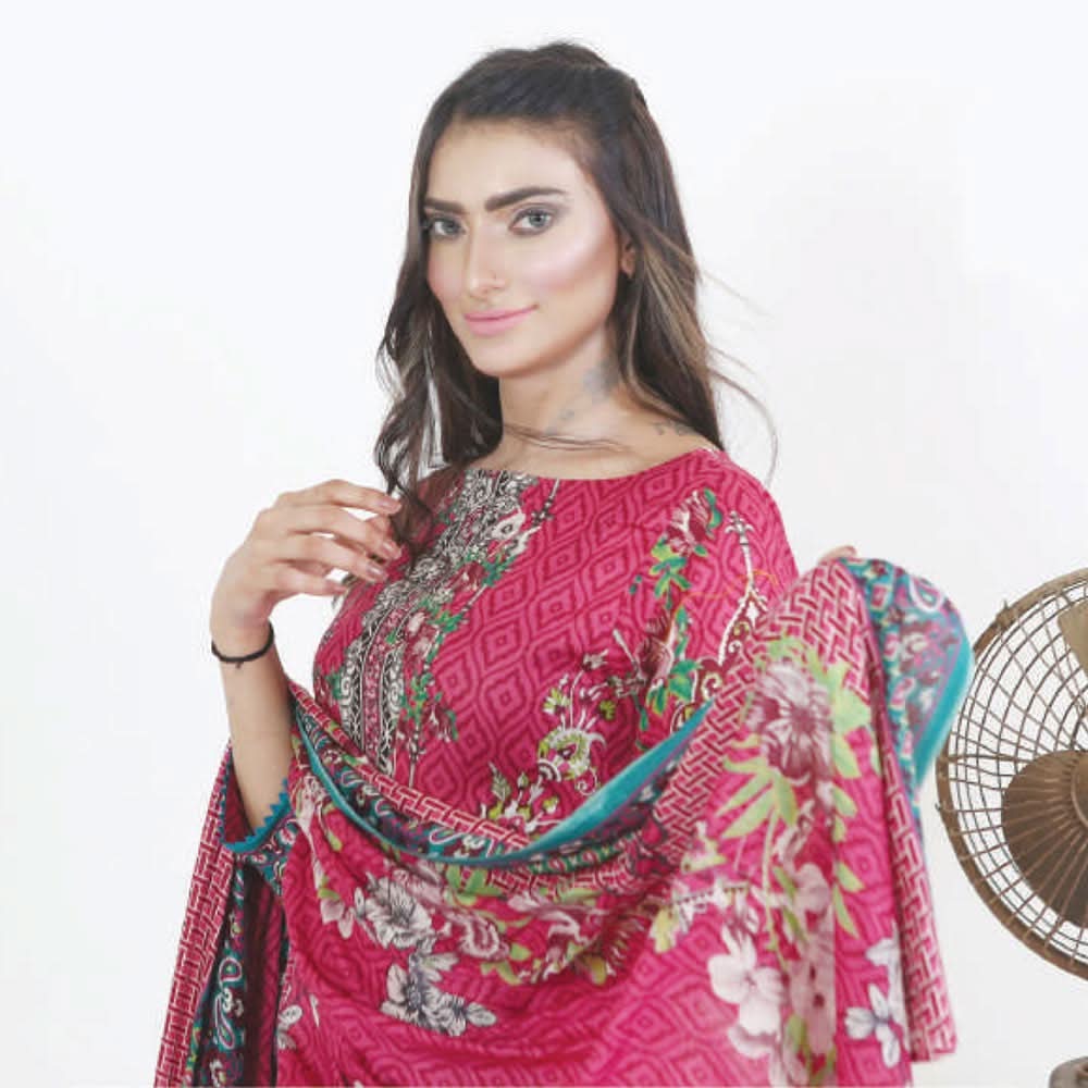 Three Star Printed Lawn 3 Pcs Un-Stitched Suit Vol 4 - 3-B, Women, 3Pcs Shalwar Suit, Al-Dawood Textiles, Chase Value