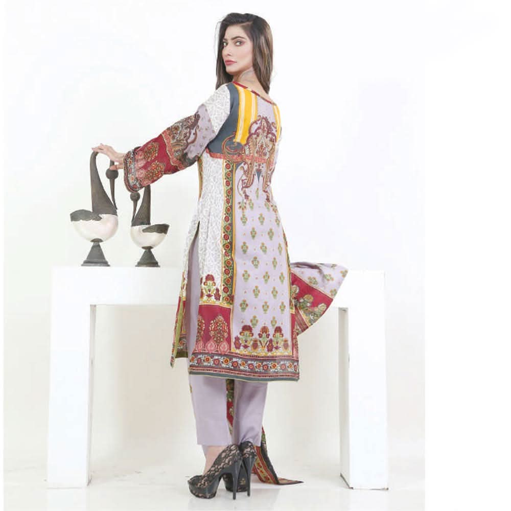 Three Star Printed Lawn 3 Pcs Un-Stitched Suit Vol 4 - 6-A, Women, 3Pcs Shalwar Suit, Al-Dawood Textiles, Chase Value