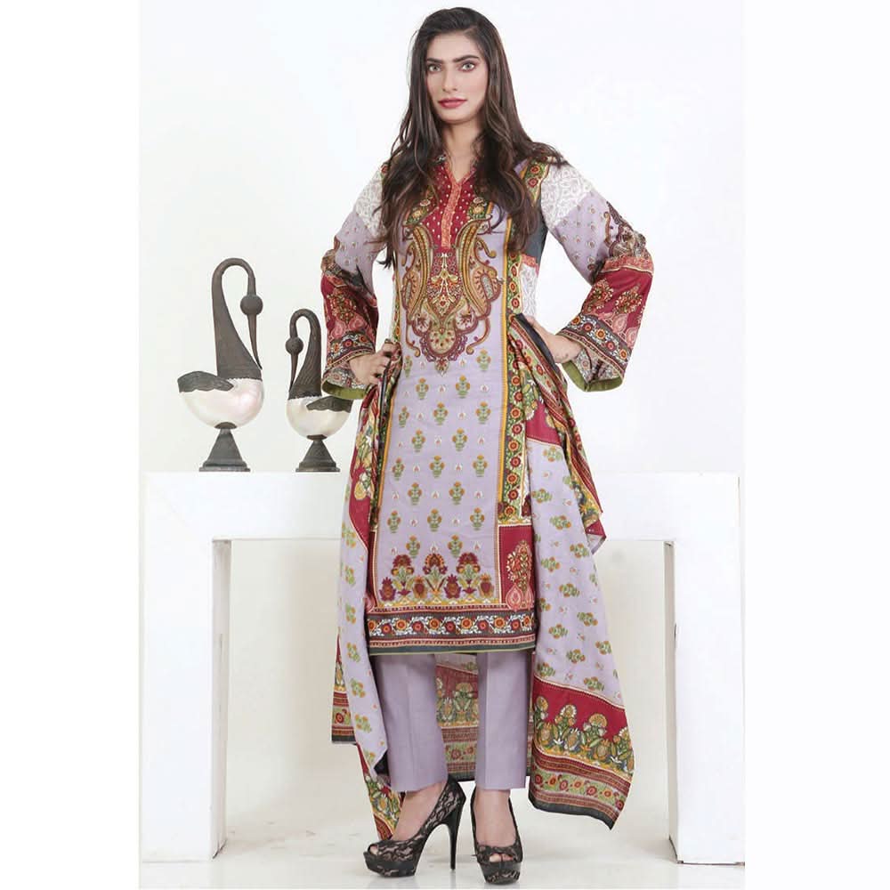 Three Star Printed Lawn 3 Pcs Un-Stitched Suit Vol 4 - 6-A, Women, 3Pcs Shalwar Suit, Al-Dawood Textiles, Chase Value