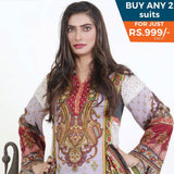 Three Star Printed Lawn 3 Pcs Un-Stitched Suit Vol 4 - 6-A, Women, 3Pcs Shalwar Suit, Al-Dawood Textiles, Chase Value