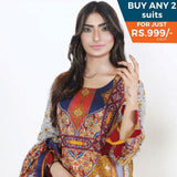 Three Star Printed Lawn 3 Pcs Un-Stitched Suit Vol 4 - 7-B, Women, 3Pcs Shalwar Suit, Al-Dawood Textiles, Chase Value