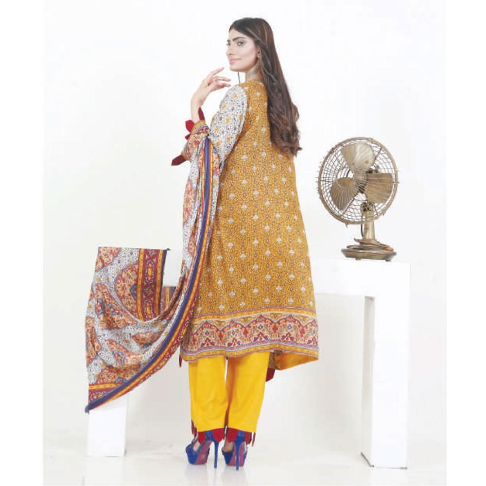 Three Star Printed Lawn 3 Pcs Un-Stitched Suit Vol 4 - 7-B, Women, 3Pcs Shalwar Suit, Al-Dawood Textiles, Chase Value