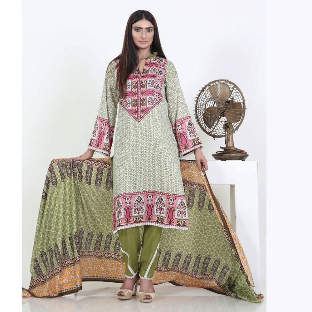 Three Star Printed Lawn 3 Pcs Un-Stitched Suit Vol 4 - 8-B, Women, 3Pcs Shalwar Suit, Al Dawood Textiles, Chase Value