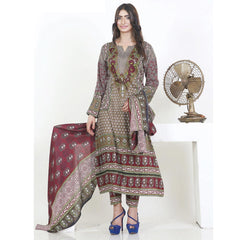 Three Star Printed Lawn 3 Pcs Un-Stitched Suit Vol 4 - 9-A, Women, 3Pcs Shalwar Suit, Al-Dawood Textiles, Chase Value