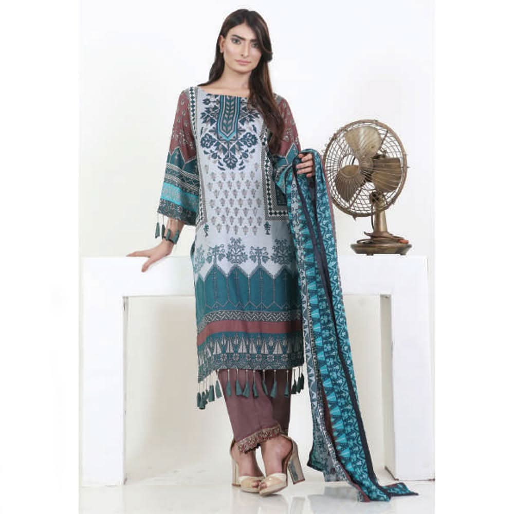 Three Star Printed Lawn 3 Pcs Un-Stitched Suit Vol 4 - 10-B, Women, 3Pcs Shalwar Suit, Al-Dawood Textiles, Chase Value