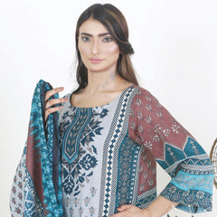 Three Star Printed Lawn 3 Pcs Un-Stitched Suit Vol 4 - 10-B, Women, 3Pcs Shalwar Suit, Al-Dawood Textiles, Chase Value