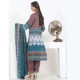 Three Star Printed Lawn 3 Pcs Un-Stitched Suit Vol 4 - 10-B, Women, 3Pcs Shalwar Suit, Al-Dawood Textiles, Chase Value
