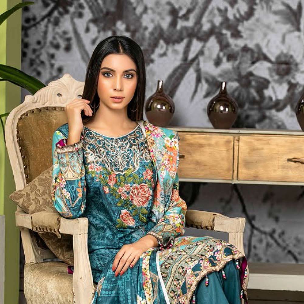 Zarang Embroidered Cotton 3 Piece Un-Stitched Suit - AY2203, Women, 3Pcs Shalwar Suit, Rana Arts, Chase Value