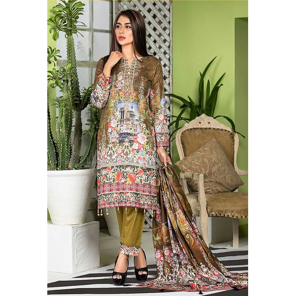 Zarang Embroidered Cotton 3 Piece Un-Stitched Suit - AY2204, Women, 3Pcs Shalwar Suit, Rana Arts, Chase Value