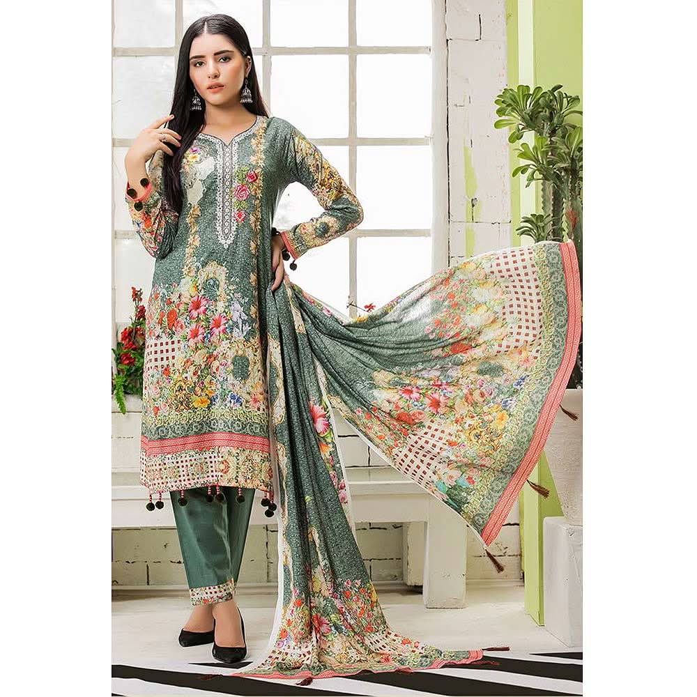 Zarang Embroidered Cotton 3 Piece Un-Stitched Suit - AY2214, Women, 3Pcs Shalwar Suit, Rana Arts, Chase Value
