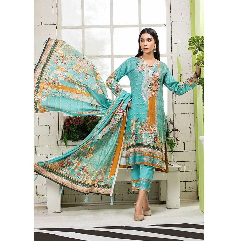Zarang Embroidered Cotton 3 Piece Un-Stitched Suit - AY2215, Women, 3Pcs Shalwar Suit, Rana Arts, Chase Value
