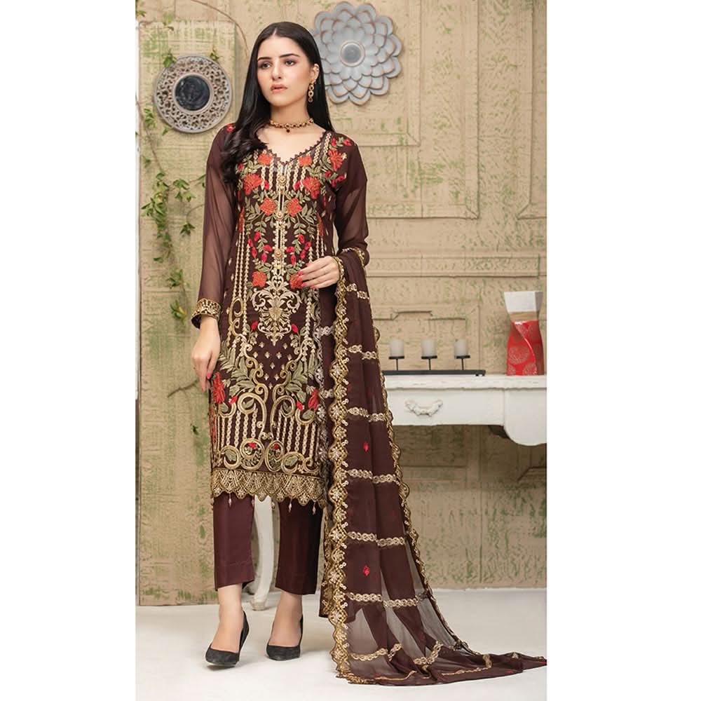 Luxury Embroidered Chiffon Semi-Stitched Suit - AY-2748, Women, 3Pcs Shalwar Suit, Rana Arts, Chase Value