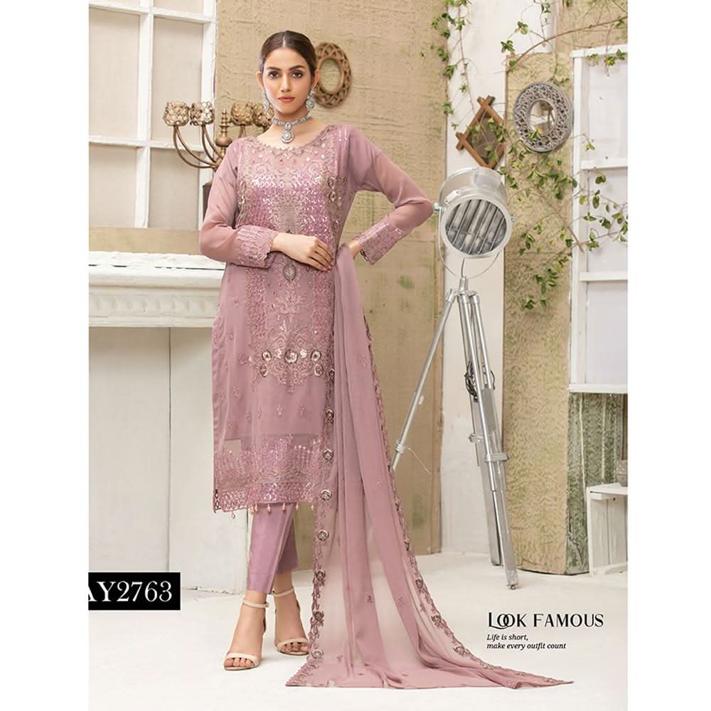Luxury Embroidered Chiffon Semi-Stitched Suit - AY-2763, Women, 3Pcs Shalwar Suit, Rana Arts, Chase Value