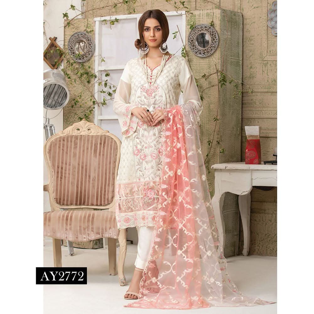 Luxury Embroidered Chiffon Semi-Stitched Suit - AY-2772, Women, 3Pcs Shalwar Suit, Rana Arts, Chase Value