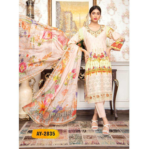 Zaarish Embroidered Unstitched 3Pcs Suit - Ay-2835, Women, 3Pcs Shalwar Suit, Rana Arts, Chase Value