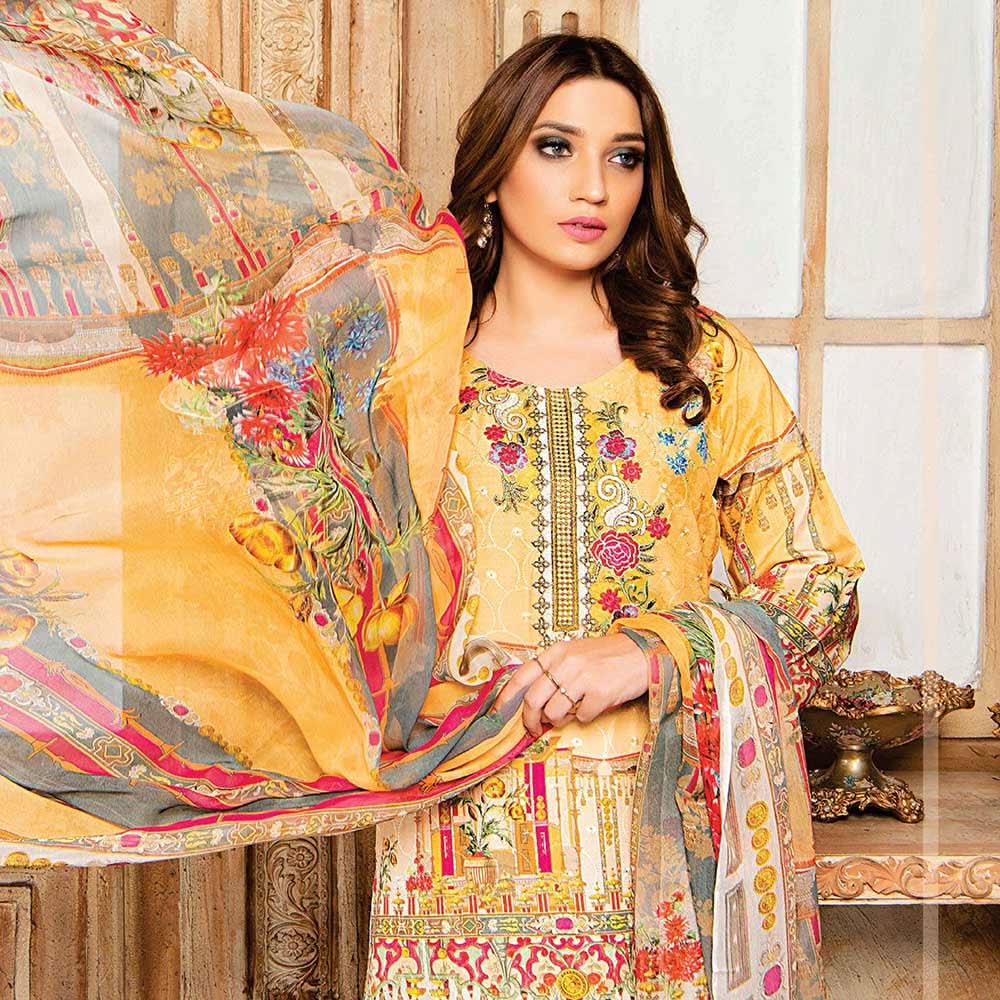 Zaarish Embroidered Unstitched 3Pcs Suit - Ay-2846, Women, 3Pcs Shalwar Suit, Rana Arts, Chase Value