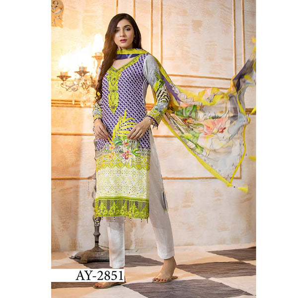 Floriani Viscose ChickenKari Embroidered Unstitched 3Pcs Suit - AY-2851, Women, 3Pcs Shalwar Suit, Rana Arts, Chase Value