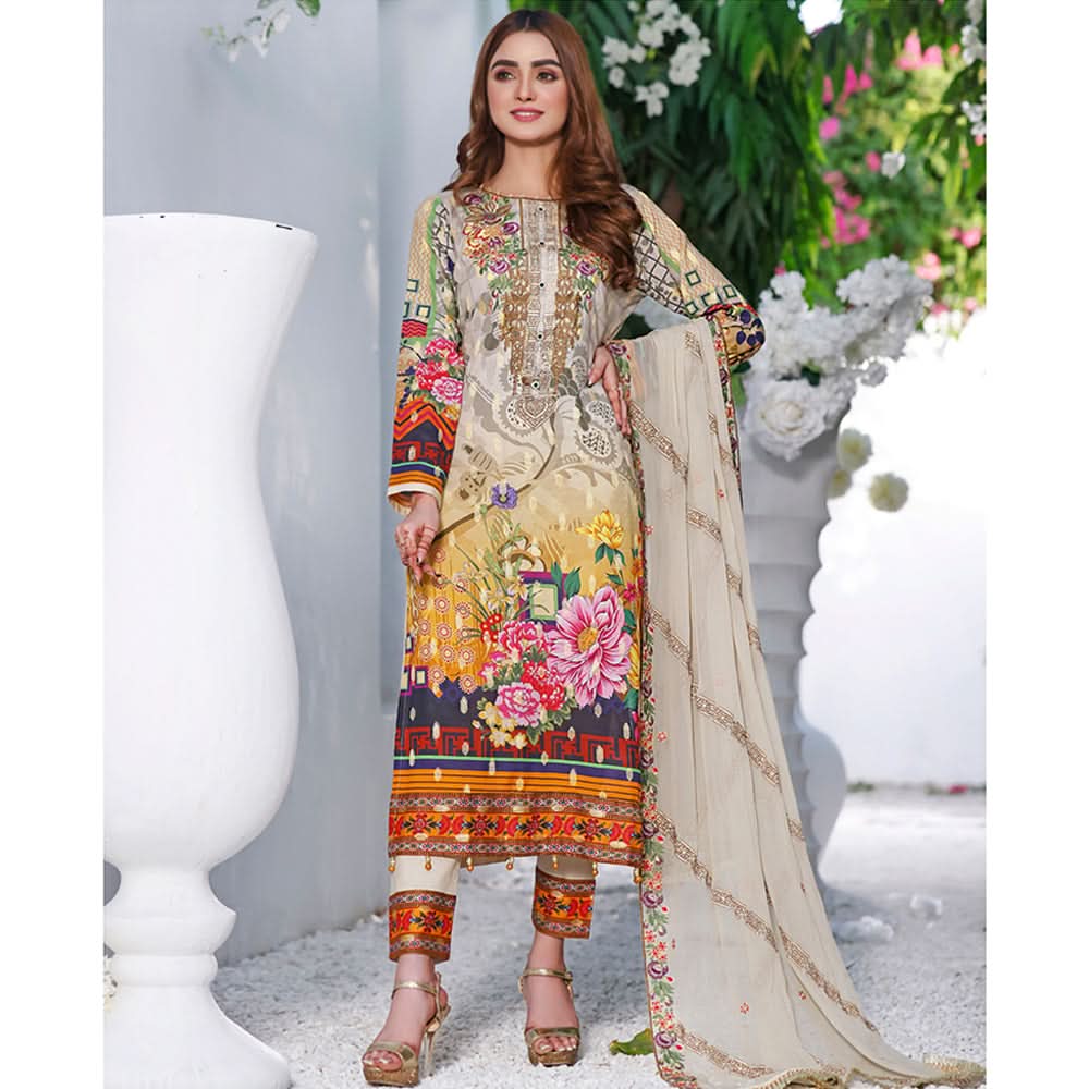 RA Emerald Jacquard Broshia Lawn 3 Pcs Un-Stitched Suit - 1, Women, 3Pcs Shalwar Suit, Rana Arts, Chase Value