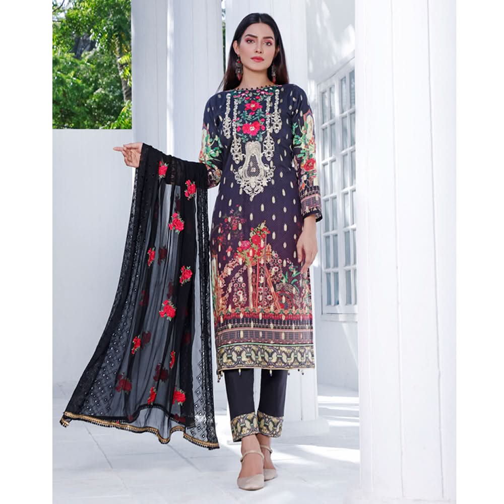RA Emerald Jacquard Broshia Lawn 3 Pcs Un-Stitched Suit - 3, Women, 3Pcs Shalwar Suit, Rana Arts, Chase Value