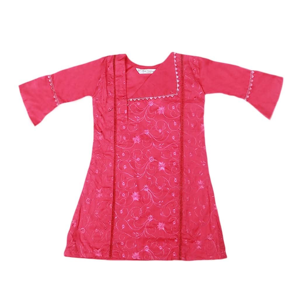 Girls Embroidered Cotton Suit 2 Pcs - Pink, Kids, Girls Sets And Suits, Chase Value, Chase Value