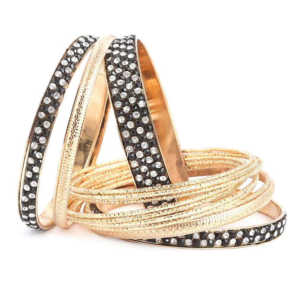 Women's Fancy Bangles 13 Pcs - Black - test-store-for-chase-value