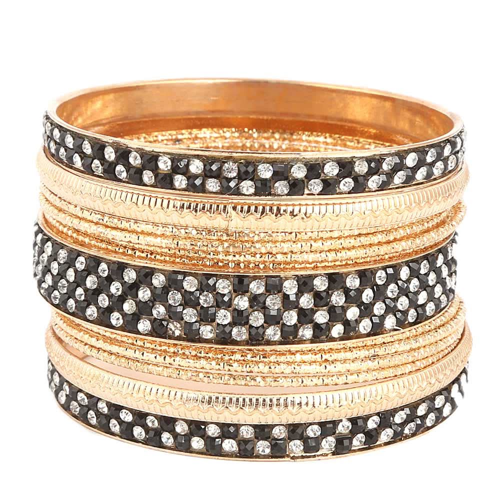 Women's Fancy Bangles 13 Pcs - Black - test-store-for-chase-value