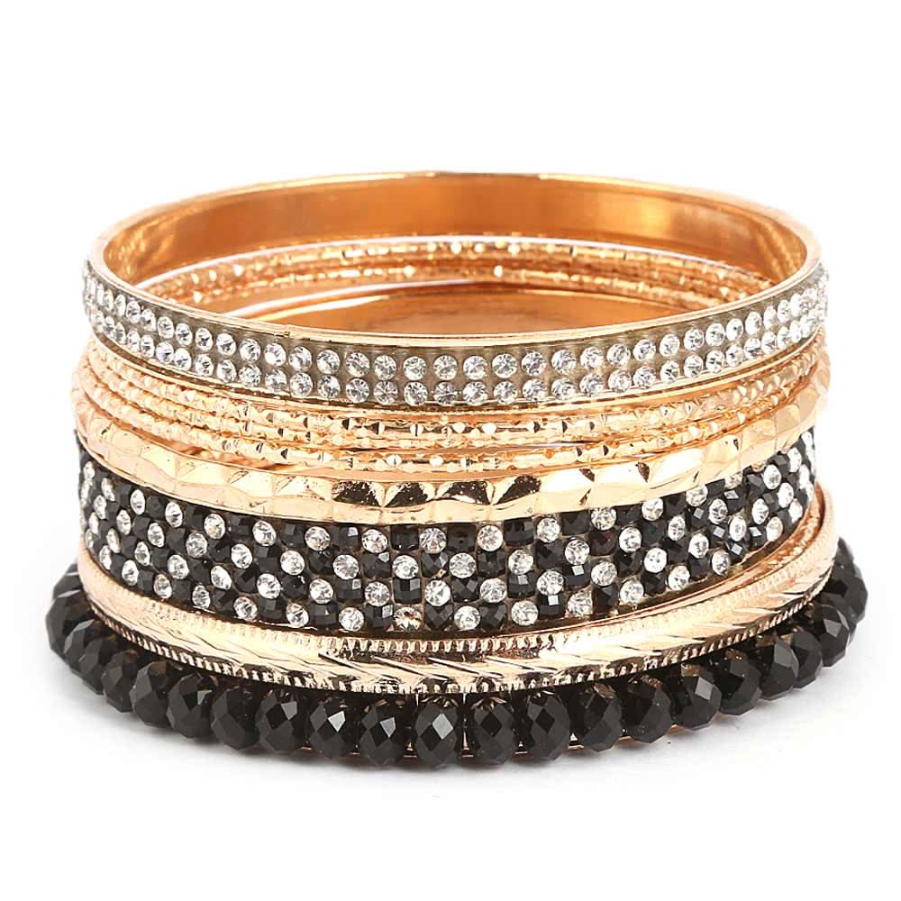 Women's Fancy Bangles 11 Pcs - Black - test-store-for-chase-value