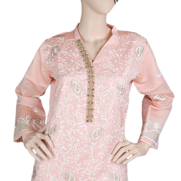 Women's Fancy Embroidered Kurti - Peach, Women's Fashion, Chase Value, Chase Value