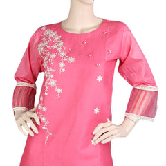 Women's Embroidered Kurti - Pink, Women, Ready Kurtis, Chase Value, Chase Value