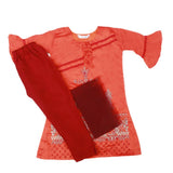 Girls Embroidered Masuri Suit 3 Pcs - Rust, Kids, Girls Sets And Suits, Chase Value, Chase Value