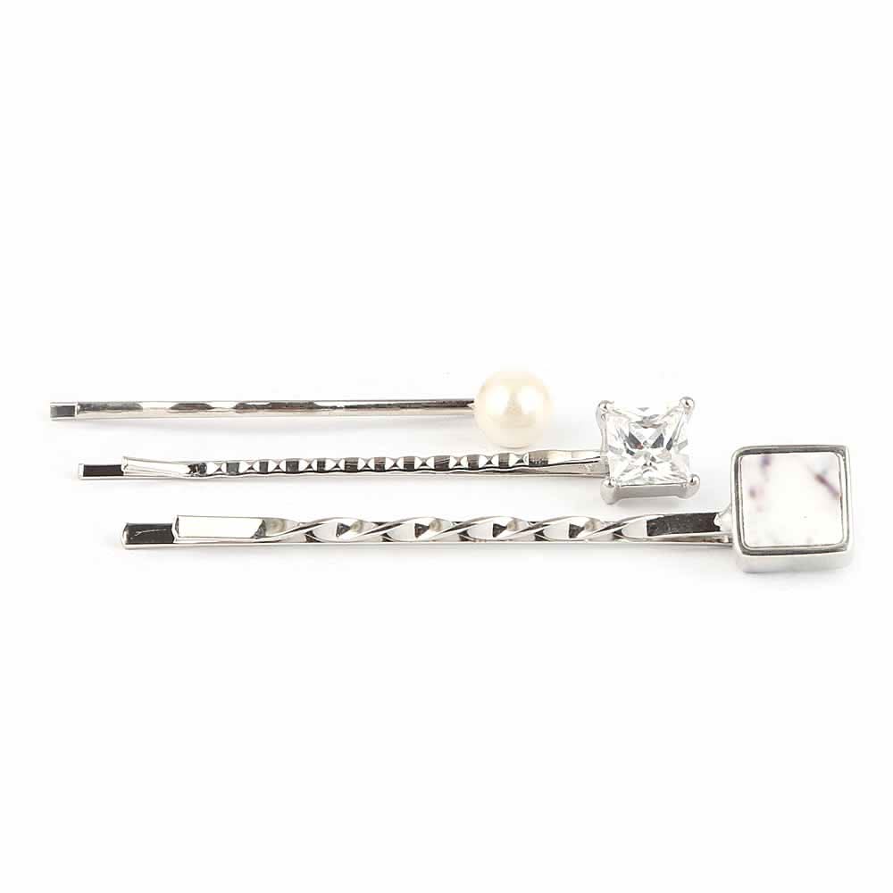 Women's Hair Pin 3 Pcs - Silver, Women, Hair And Head Jewellery, Chase Value, Chase Value