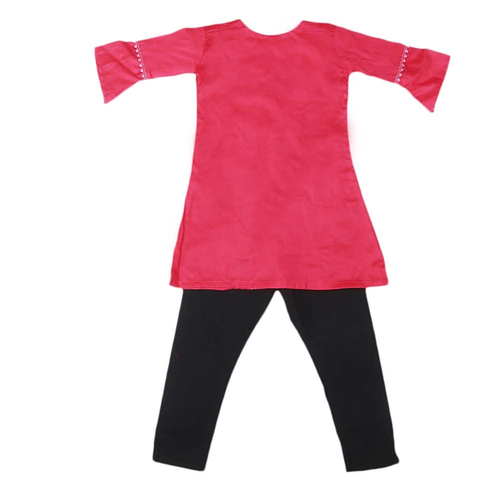 Girls Embroidered Cotton Suit 2 Pcs - Pink, Kids, Girls Sets And Suits, Chase Value, Chase Value