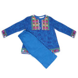 Girls Embroidered Cotton Suit 2 Pcs - Blue, Kids, Girls Sets And Suits, Chase Value, Chase Value