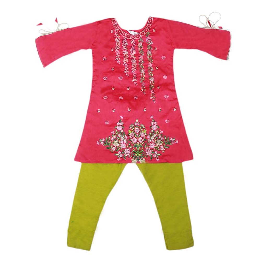 Girls Embroidered Masuri Suit 3 Pcs - Pink, Kids, Girls Sets And Suits, Chase Value, Chase Value