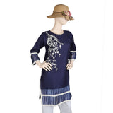 Women's Embroidered Kurti - Navy Blue, Women, Ready Kurtis, Chase Value, Chase Value