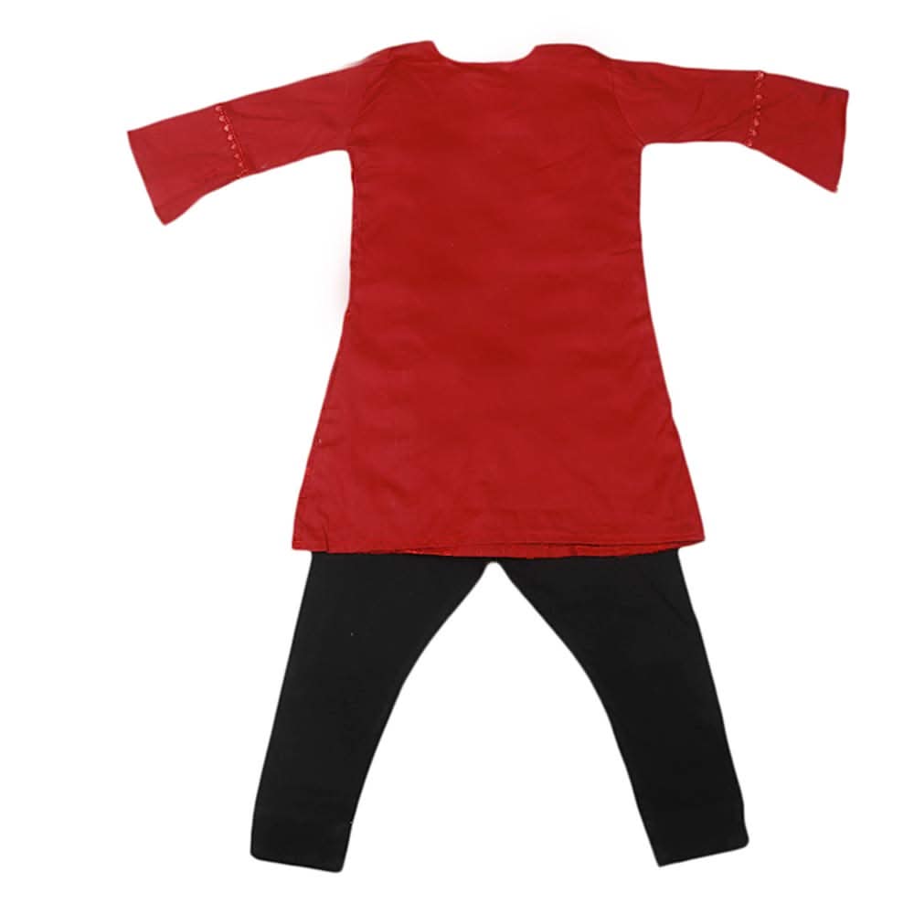 Girls Embroidered Cotton Suit 2 Pcs - Maroon, Kids, Girls Sets And Suits, Chase Value, Chase Value