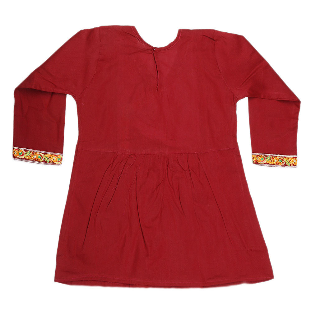 Girls Embroidered 2 Piece Suit - Maroon, Kids, Girls Sets And Suits, Chase Value, Chase Value
