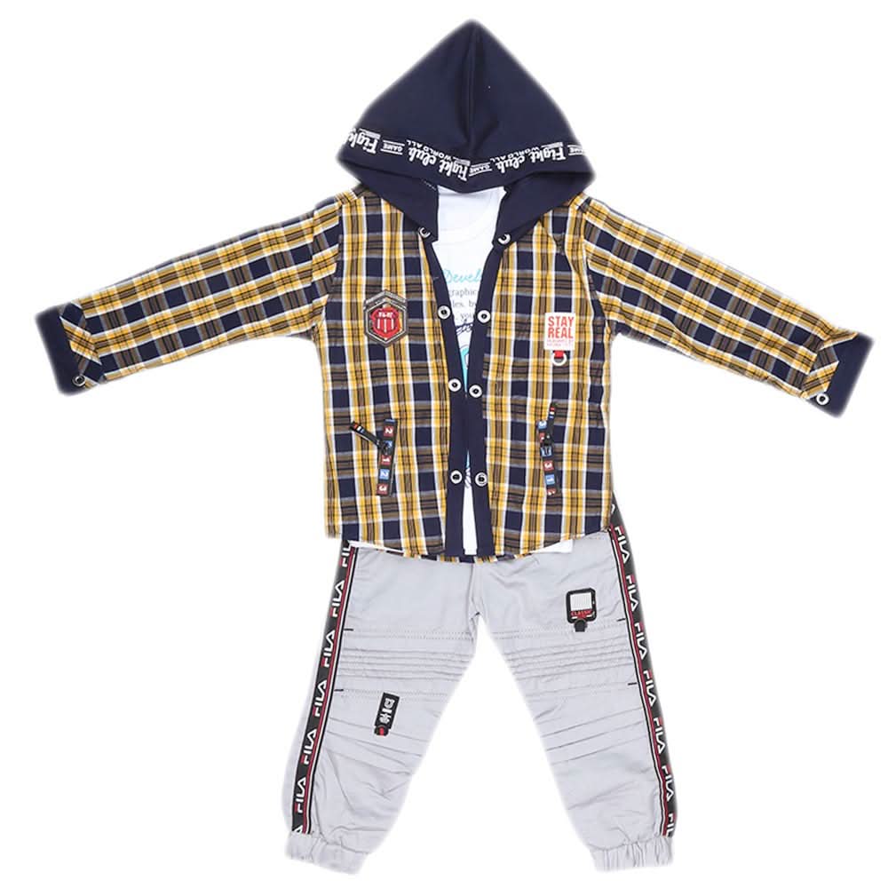Boys Full Sleeves 3 Piece Suit - Yellow, Kids, Boys Sets And Suits, Chase Value, Chase Value