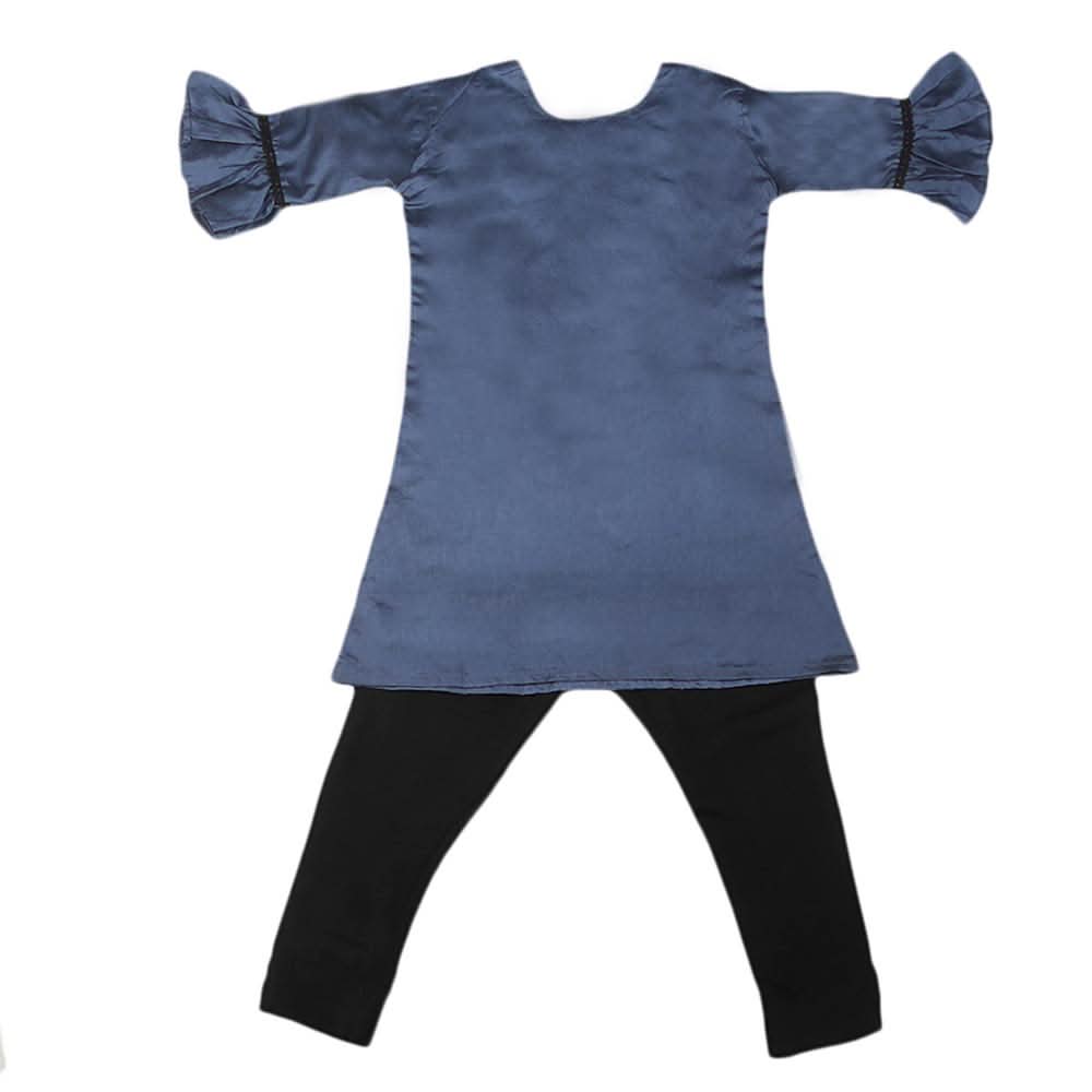 Girls Embroidered Masuri Suit 3 Pcs - Grey, Kids, Girls Sets And Suits, Chase Value, Chase Value