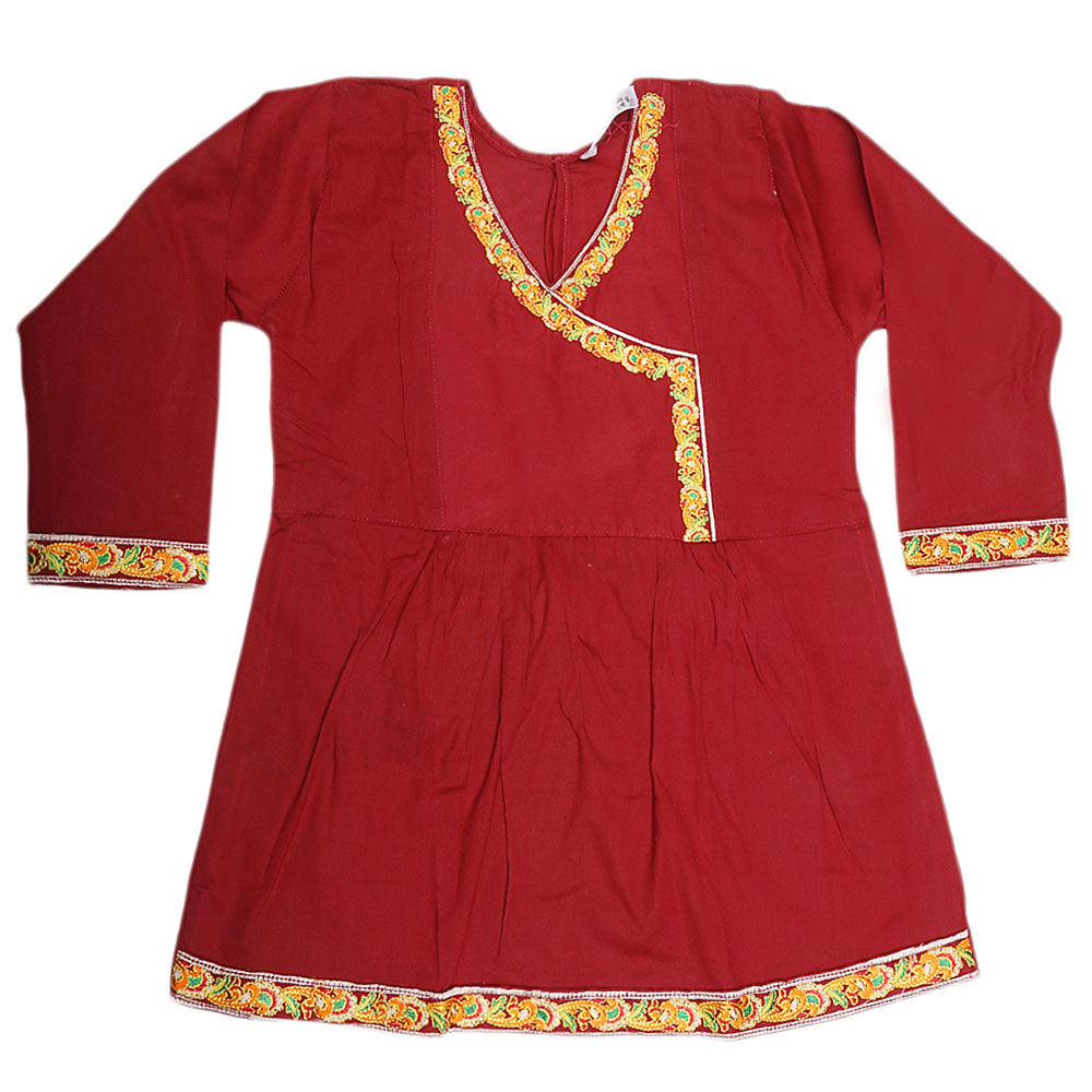 Girls Embroidered 2 Piece Suit - Maroon, Kids, Girls Sets And Suits, Chase Value, Chase Value