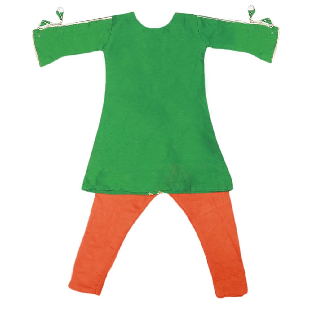 Girls Embroidered Masuri Suit 3 Pcs - Green, Kids, Girls Sets And Suits, Chase Value, Chase Value