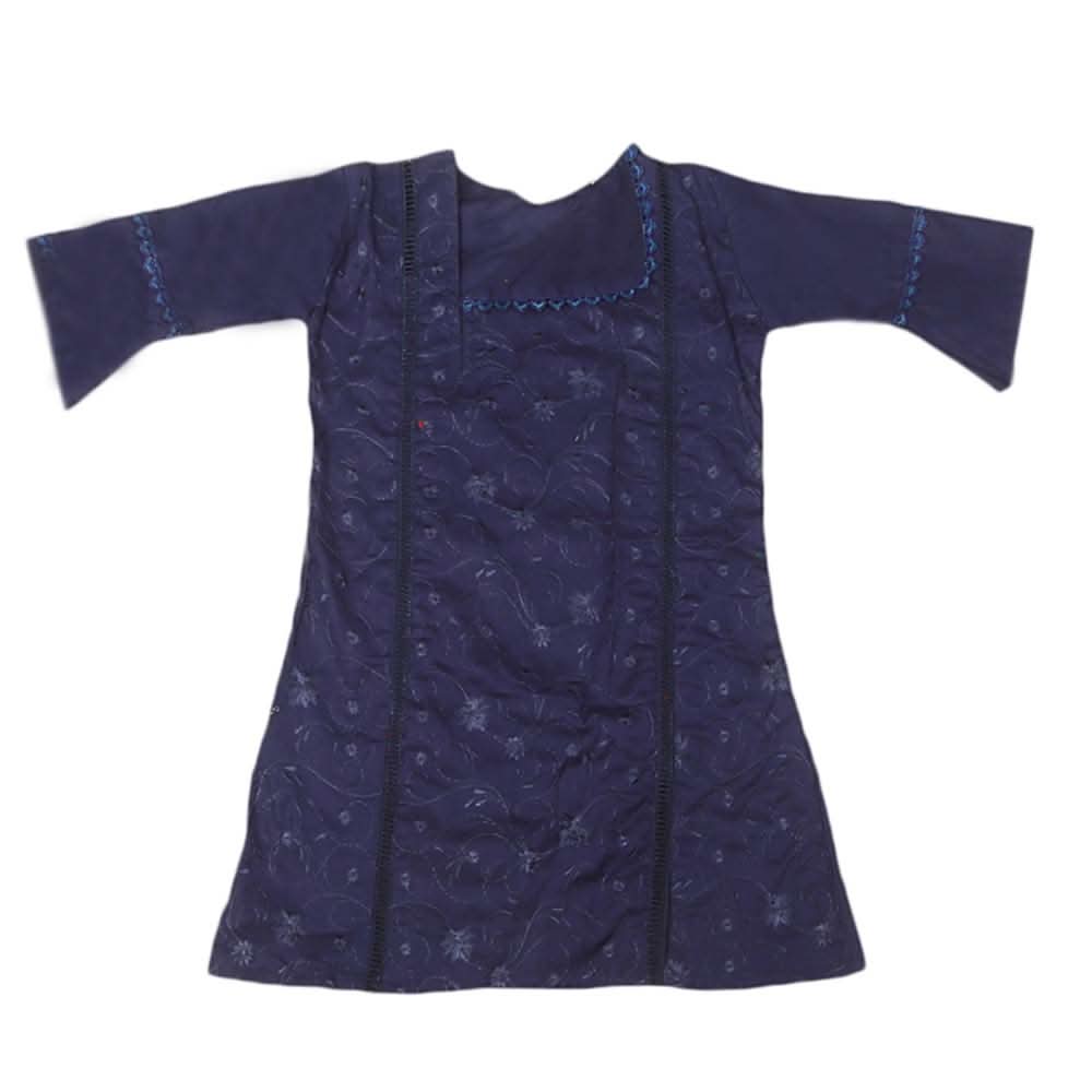 Girls Embroidered Cotton Suit 2 Pcs - Navy Blue, Kids, Girls Sets And Suits, Chase Value, Chase Value