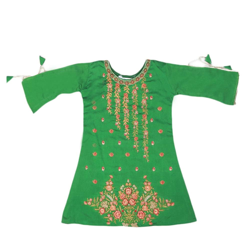 Girls Embroidered Masuri Suit 3 Pcs - Green, Kids, Girls Sets And Suits, Chase Value, Chase Value
