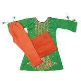 Girls Embroidered Masuri Suit 3 Pcs - Green, Kids, Girls Sets And Suits, Chase Value, Chase Value