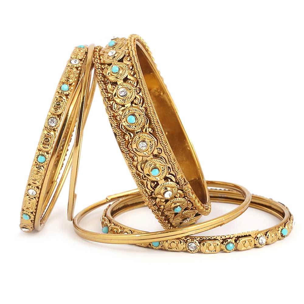Women's Fancy Bangles 7 Pcs - Golden - test-store-for-chase-value
