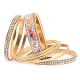 Women's Fancy Bangles 12 Pcs - Golden - test-store-for-chase-value