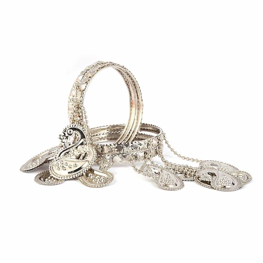 Women's Bangle 4 Pcs - Silver, Women, Bangles & Bracelets, Chase Value, Chase Value