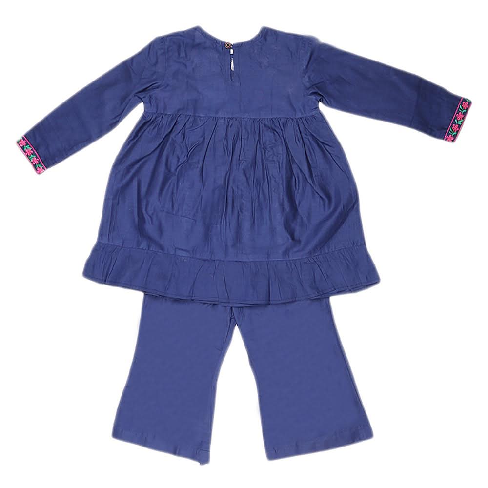 Girls Embroidered Cotton Suit 2 Pcs - Blue, Kids, Girls Sets And Suits, Chase Value, Chase Value